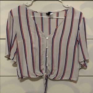 Tie up blouse striped top.